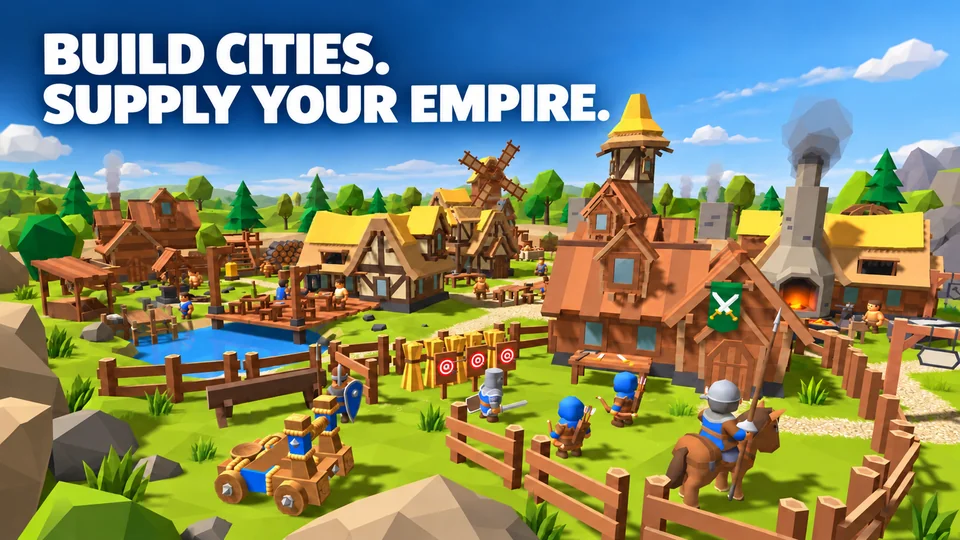 A bustling Domination Dynasty city with farms, workshops and a town hall