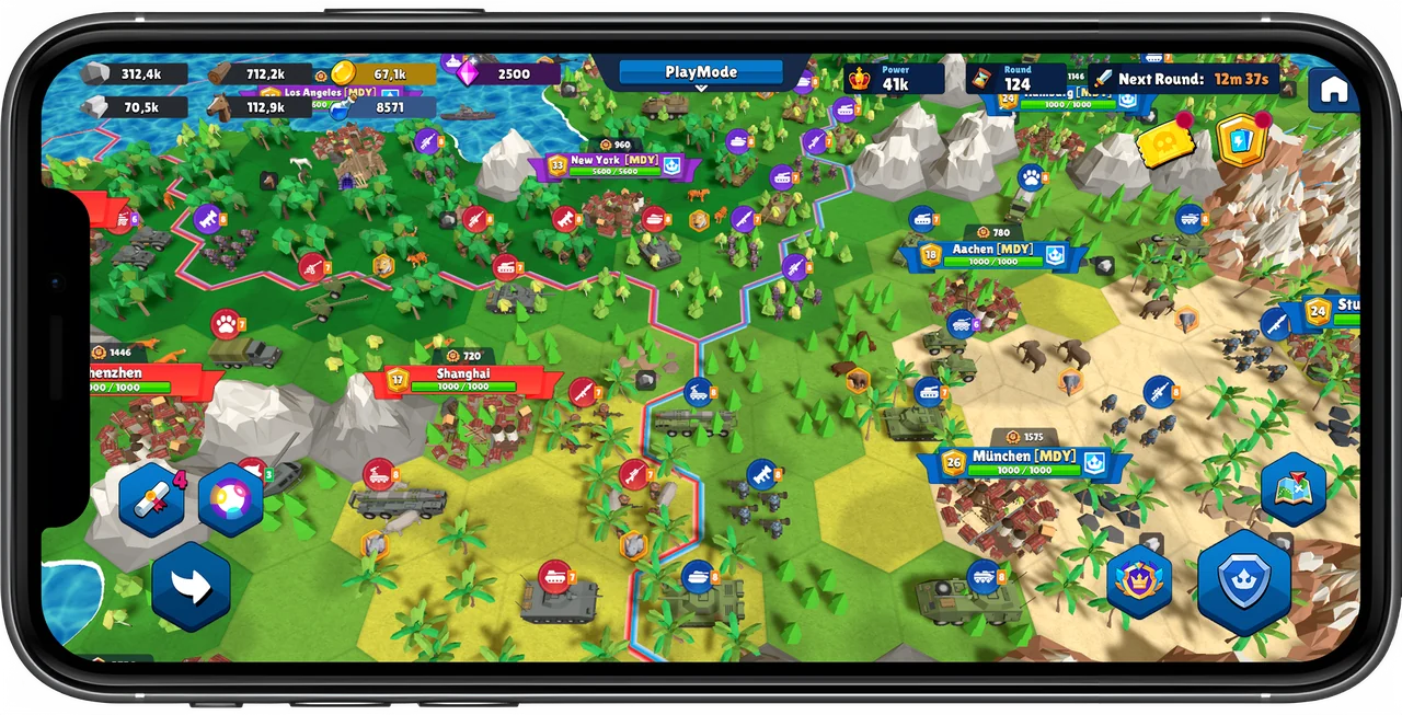 Domination Dynasty gameplay shown on mobile devices