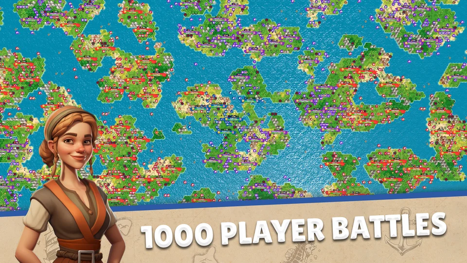 Domination Dynasty world map with islands, cities and opposing armies
